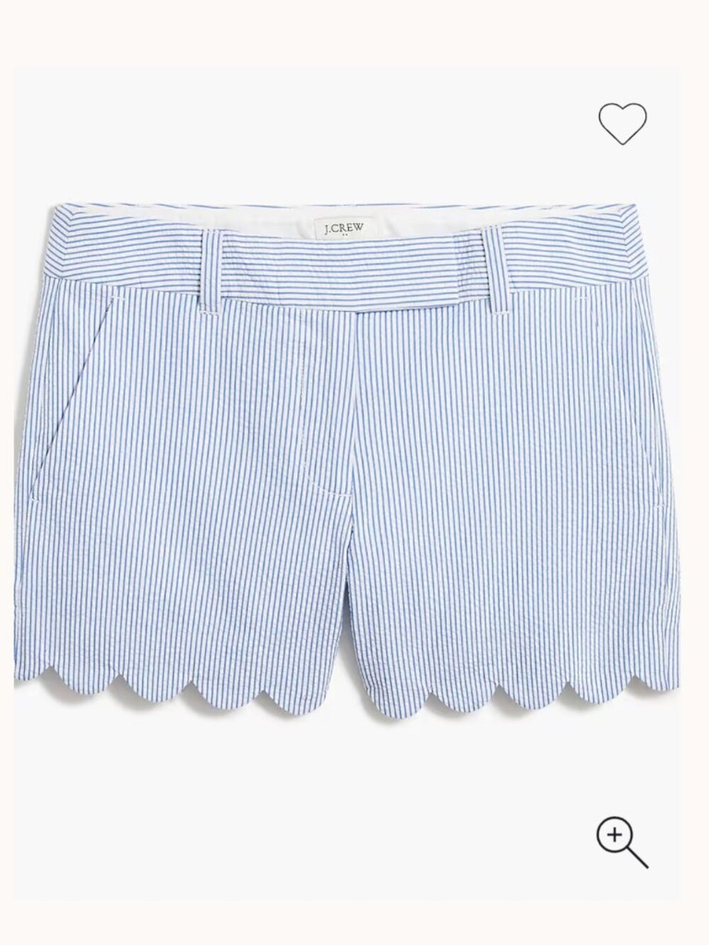 NWOT J. Crew Seersucker scalloped short blue and white striped size 2